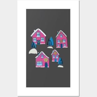 Pink House in the Winter Posters and Art